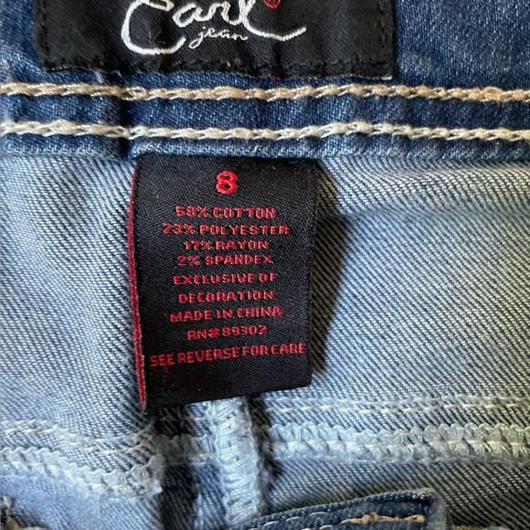 NWT Earl Straight Leg Medium Wash Embellished Pockets Zip Button Jeans Pants - Picture 12 of 13